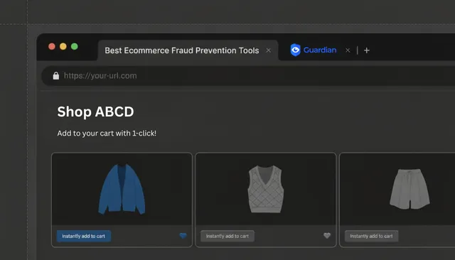 E-commerce store with Guardian fraud prevention running in a browser tab