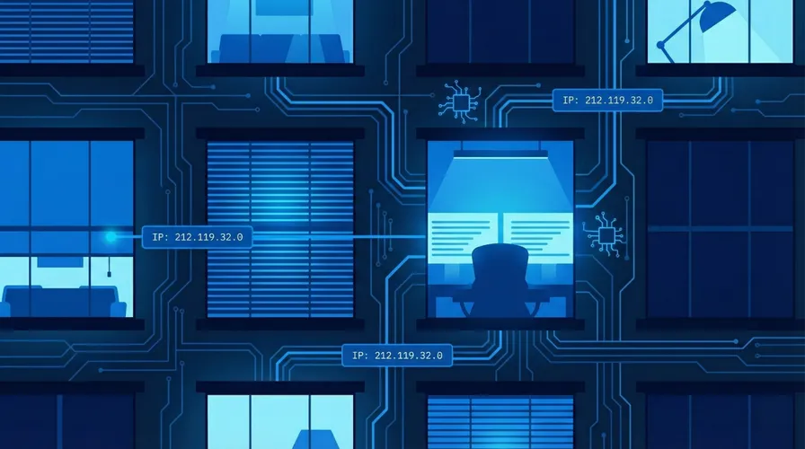 Illustration showing how residential proxies route attacker traffic through real household IP addresses to bypass security defenses