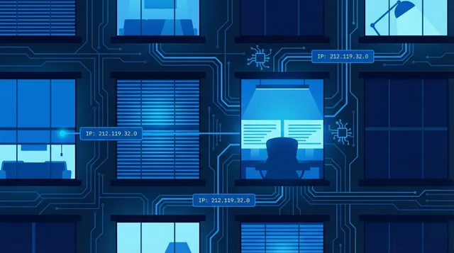 Illustration showing how residential proxies route attacker traffic through real household IP addresses to bypass security defenses